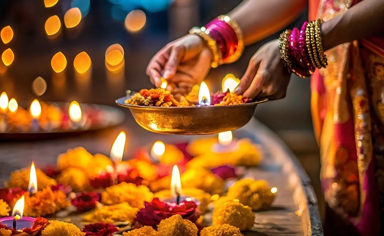 Celebrating Diwali candles